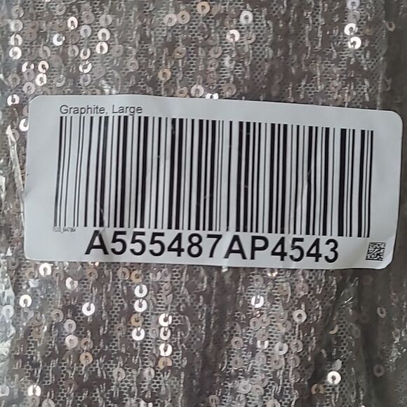 Belle‎ by Kim Gravel Jingle Belles Sequin Front Knit Back Top Graphite L NWT - Picture 6 of 6